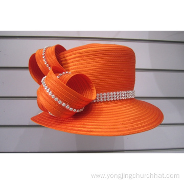 Fashion Polyester Satin Ribbon Church Formal Hats